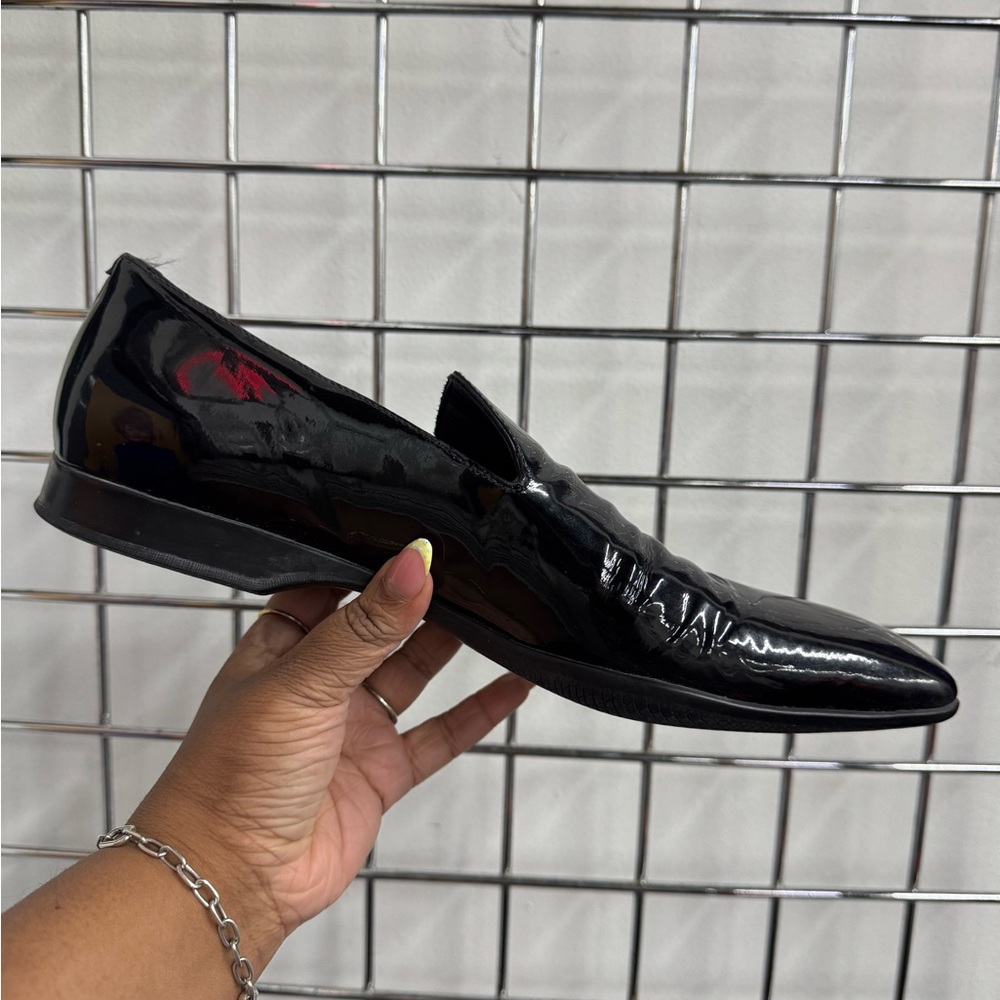 Prada Black Patent Leather Mens Loafers Size 11 Italian Luxury Shoes